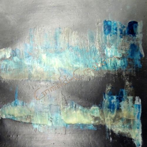 Cire - acrylique - reflief turquoise